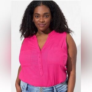 Torrid Linen Blend Sleeveless Top – Pink, Size 1